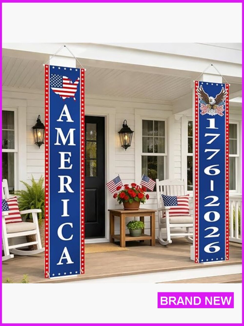 Patriotic Porch Banners 2 Pack 250th Anniversary Independence Day Decor USA